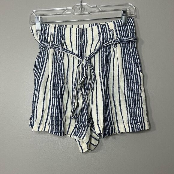 Lulu's Laguna Blue Striped High Waist Shorts - Picture 2 of 9